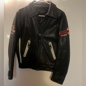 Vintage 80s Banana Republic Black Leather Motorcycle Biker Jacket Women’s XS